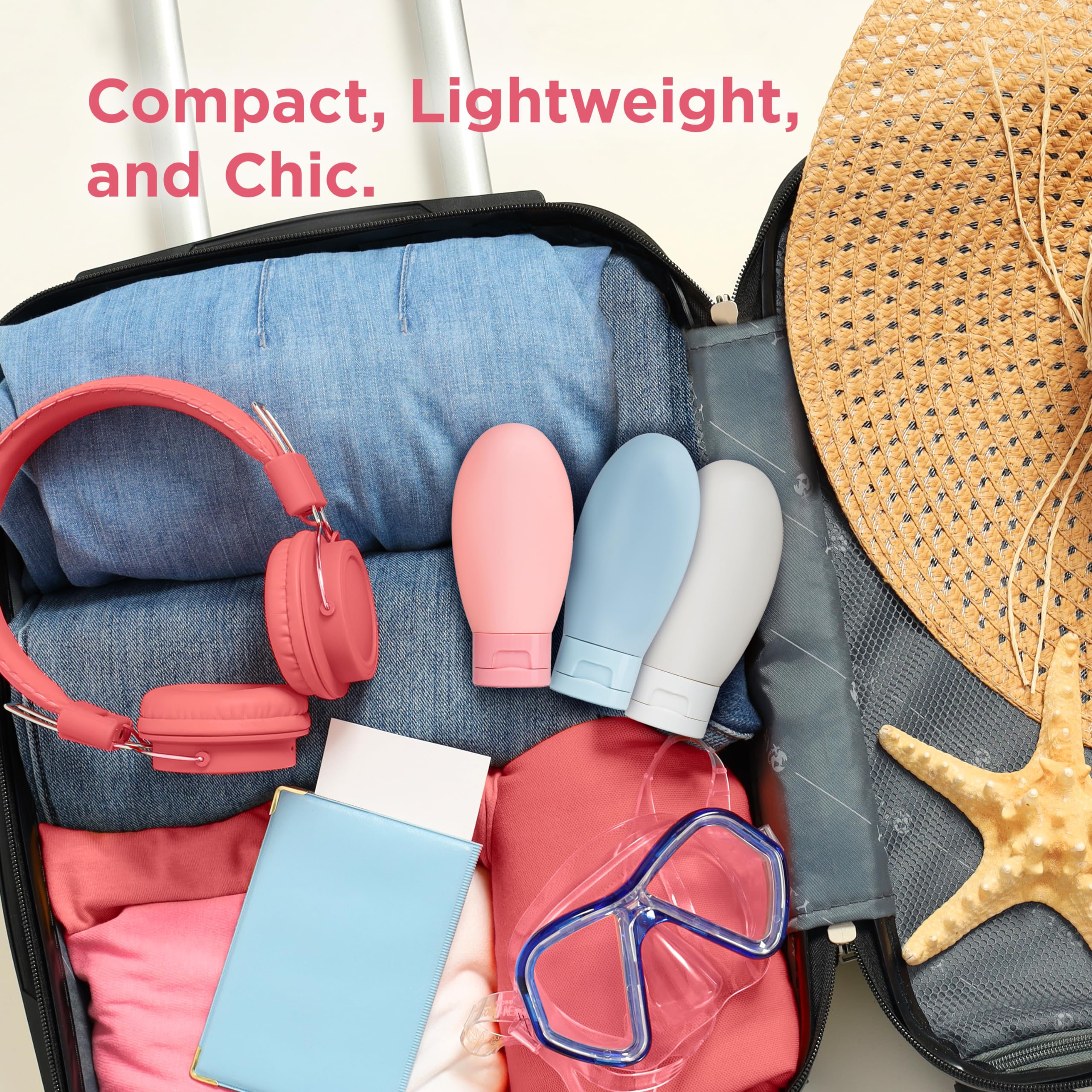 Premium 60ml Travel Bottles for Toiletries - 4 Pack Leak Proof & TSA Approved Refillable Squeeze Containers | Perfect for Air Travel, Gym, Camping & Daily Essentials
