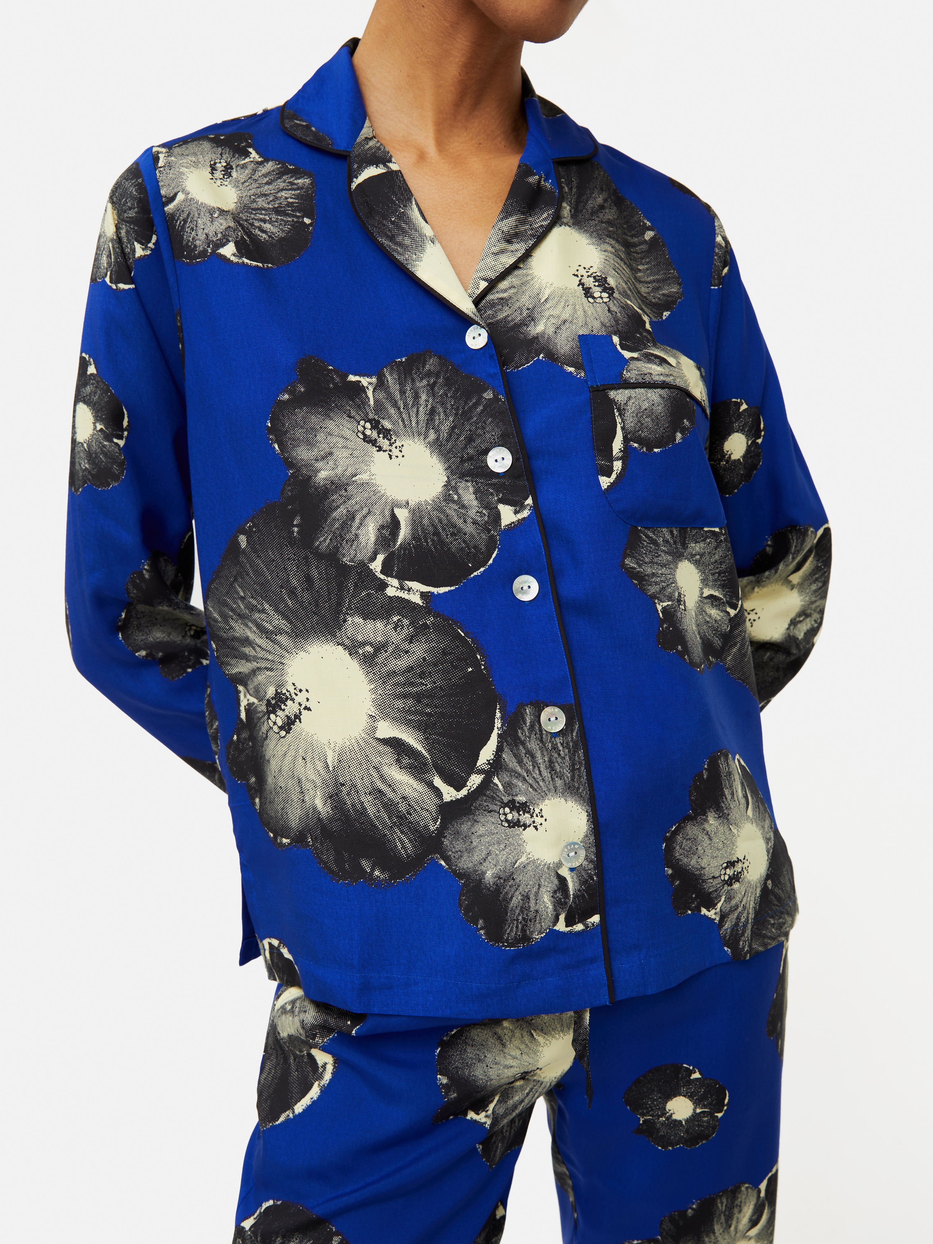 Floral Print Modal Sleepwear for Women - Soft & Comfortable Blue Pajama Set - Perfect for Lounging, Sleep & Relaxation at Home