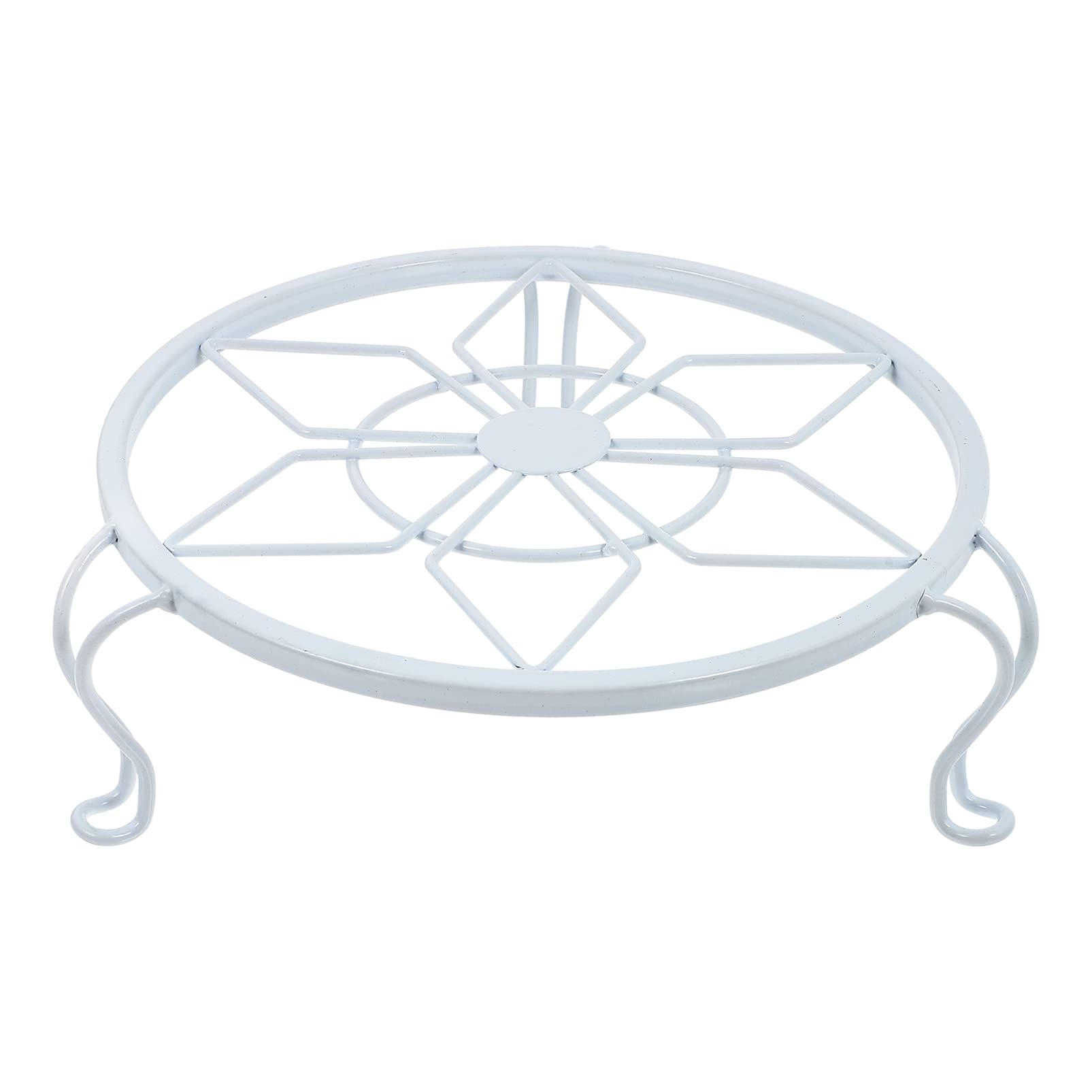 Happyyami 1Pc Wrought Iron Dwarf Shelf Plant Stand - European Style White Metal Flower Pot Holder & Vase Stand - Perfect for Indoor/Outdoor Garden Decor, Balcony, Patio, and Home Plant Display