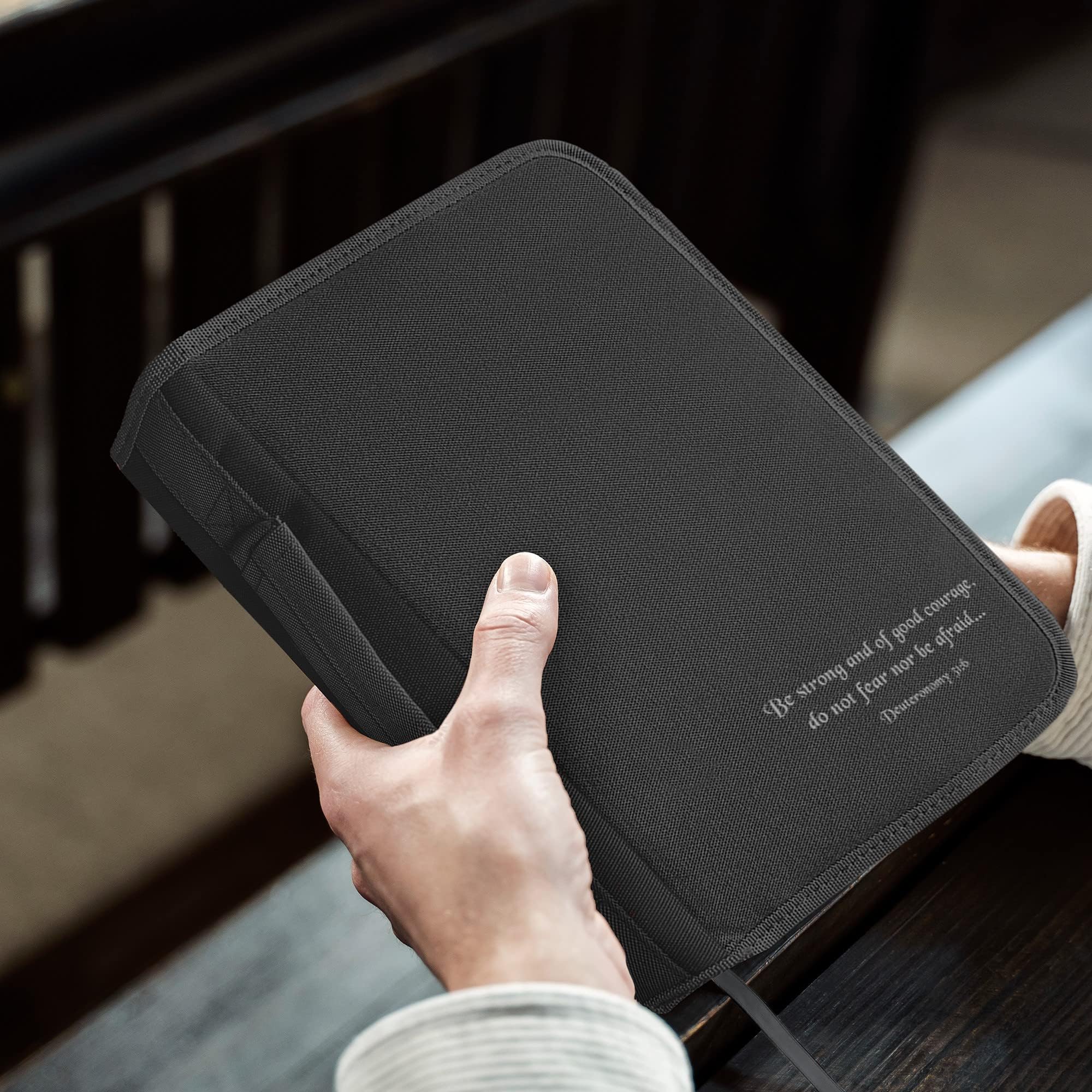 DEHITE Premium Bible Cover Case for Women & Men - Zippered Pocket & Pen Slots - Durable Fabric Bible Cover Bag - Perfect Religious Gift for Church, Travel & Daily Devotion