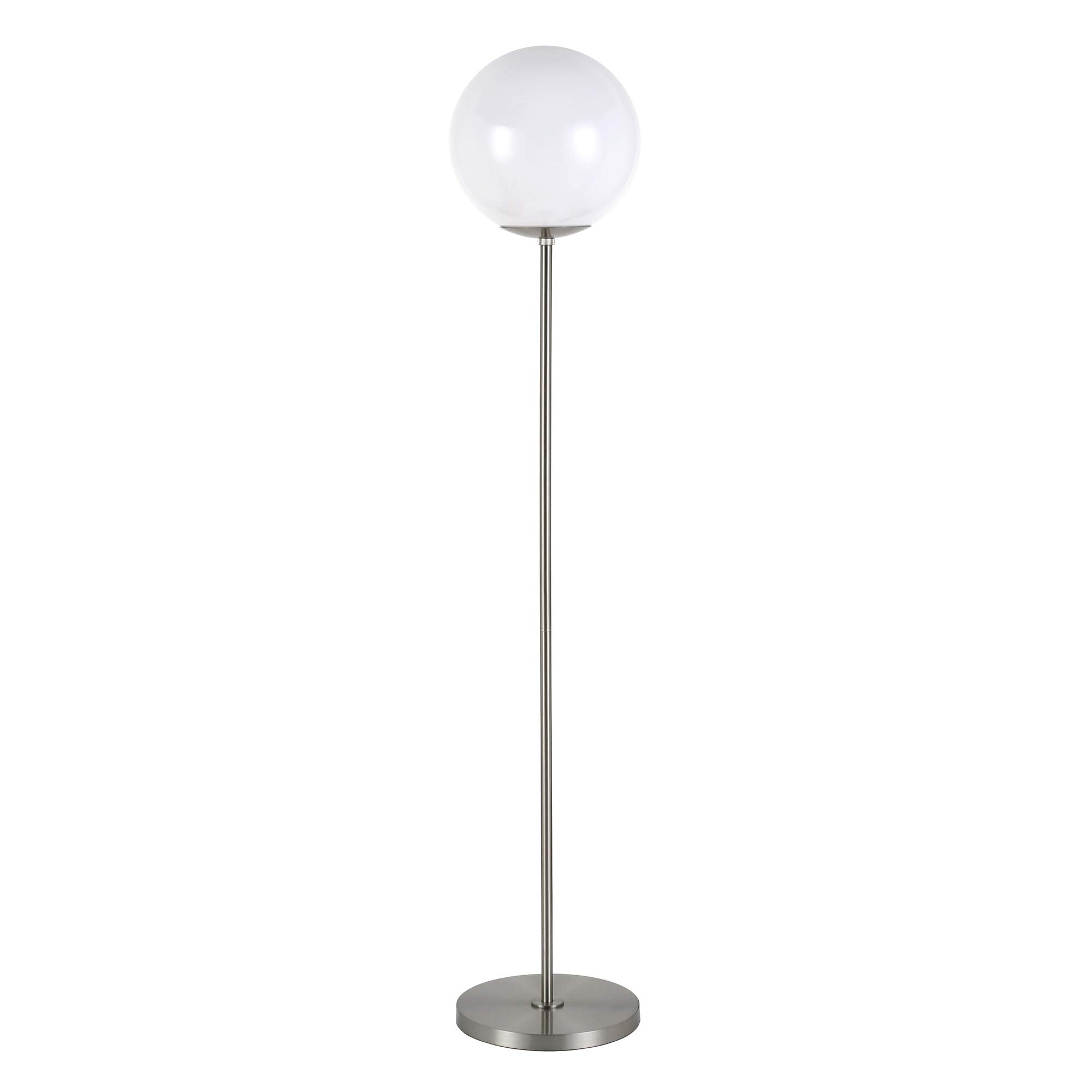 Theia Modern Globe & Stem Floor Lamp with Plastic Shade in Brushed Nickel/White - Perfect for Living Room, Bedroom, or Office Lighting Decor