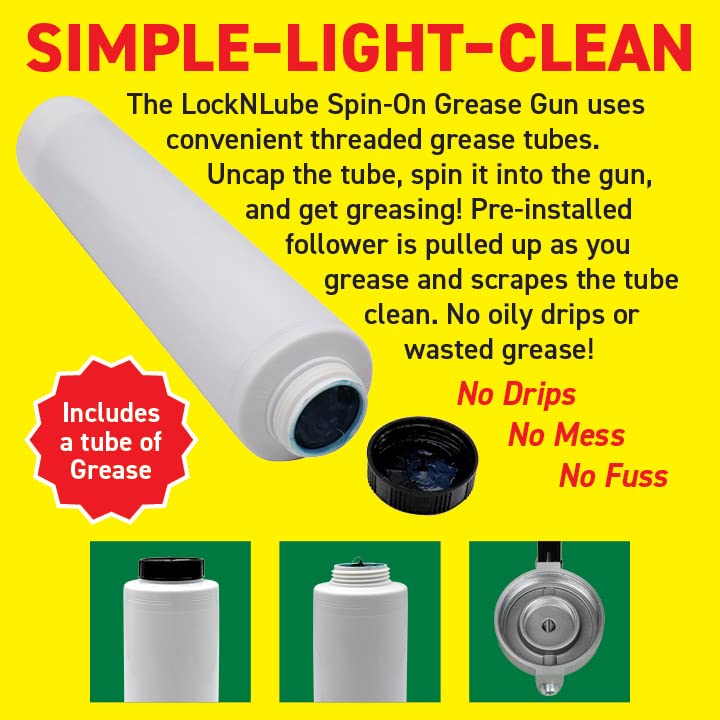 LockNLube Spin-On Lever Grease Gun Kit - Heavy Duty 20