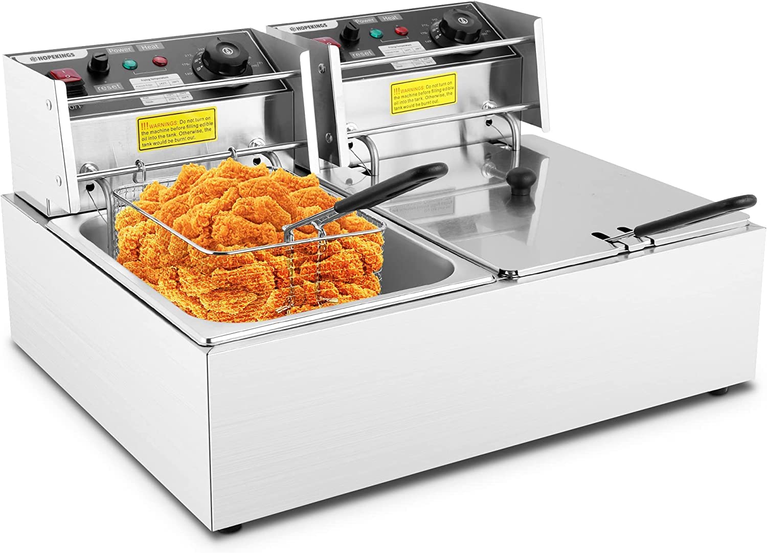 12.7QT/12L Commercial Electric Deep Fryer with 2 Baskets - Stainless Steel Restaurant-Grade Deep Fryer for French Fries, Chicken Wings & More - Perfect for Home Kitchens, Small Businesses & Countertop Cooking