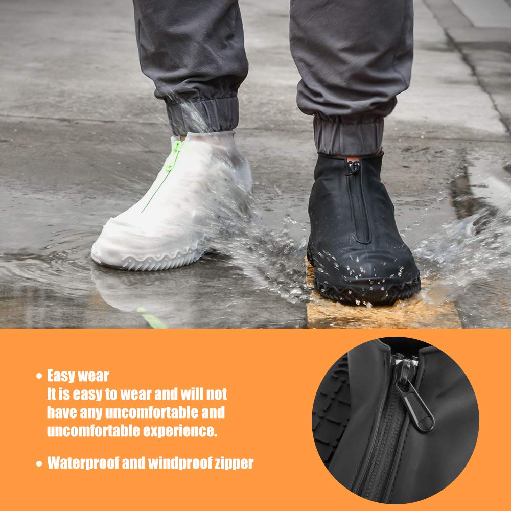**Waterproof Silicone Shoe Covers - Reusable, Non-Slip Rain Boots with Zipper for Men, Women & Kids - Foldable Shoe Protectors for Outdoor, Hiking & Commuting (1 Pair)**