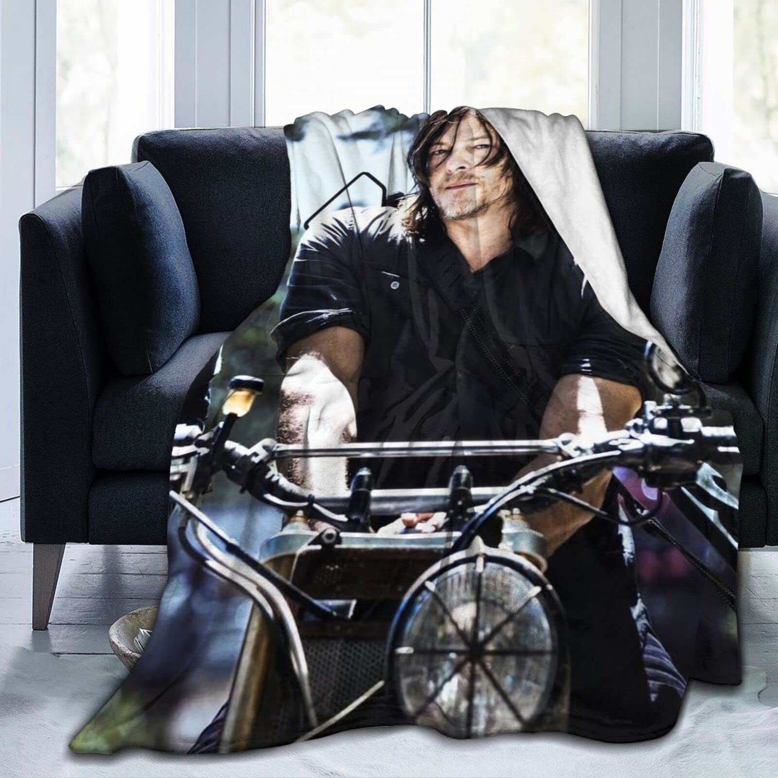 Norman Reedus Daryl Dixon 3D Printed Plush Blanket - Soft Lamb Design Throw Blanket for Bed, Couch & Dorm - Perfect for Living Room, Bedroom Decor (3 Size Options) - Great for Movie Nights, Gifts & Cozy Winter Evenings