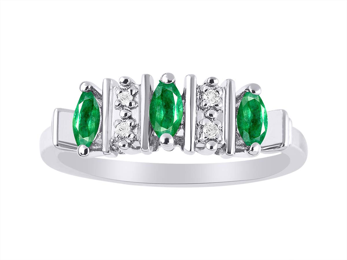 RYLOS Sterling Silver Rings for Women - Classic 3 Stone Precious Gemstone & Diamond Jewelry | Size 5-10 | Elegant Gift for Anniversary, Engagement & Everyday Wear
