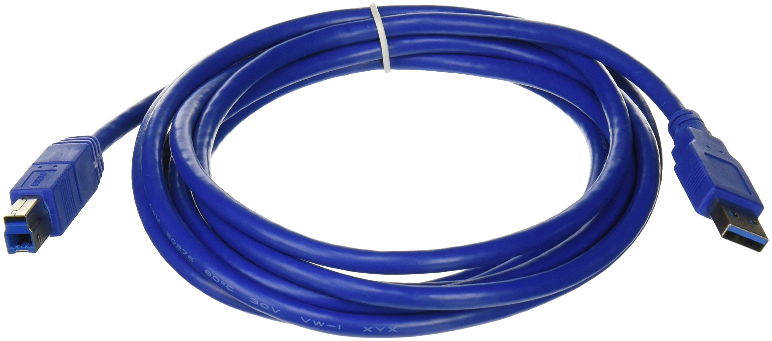 QVS 10-Foot Blue USB 3.0 Type A Male to Type B Male Cable (CC2219C-10) - High Speed Data Transfer for Printers, Scanners & Audio Interfaces - Perfect for Office, Studio & Home Use