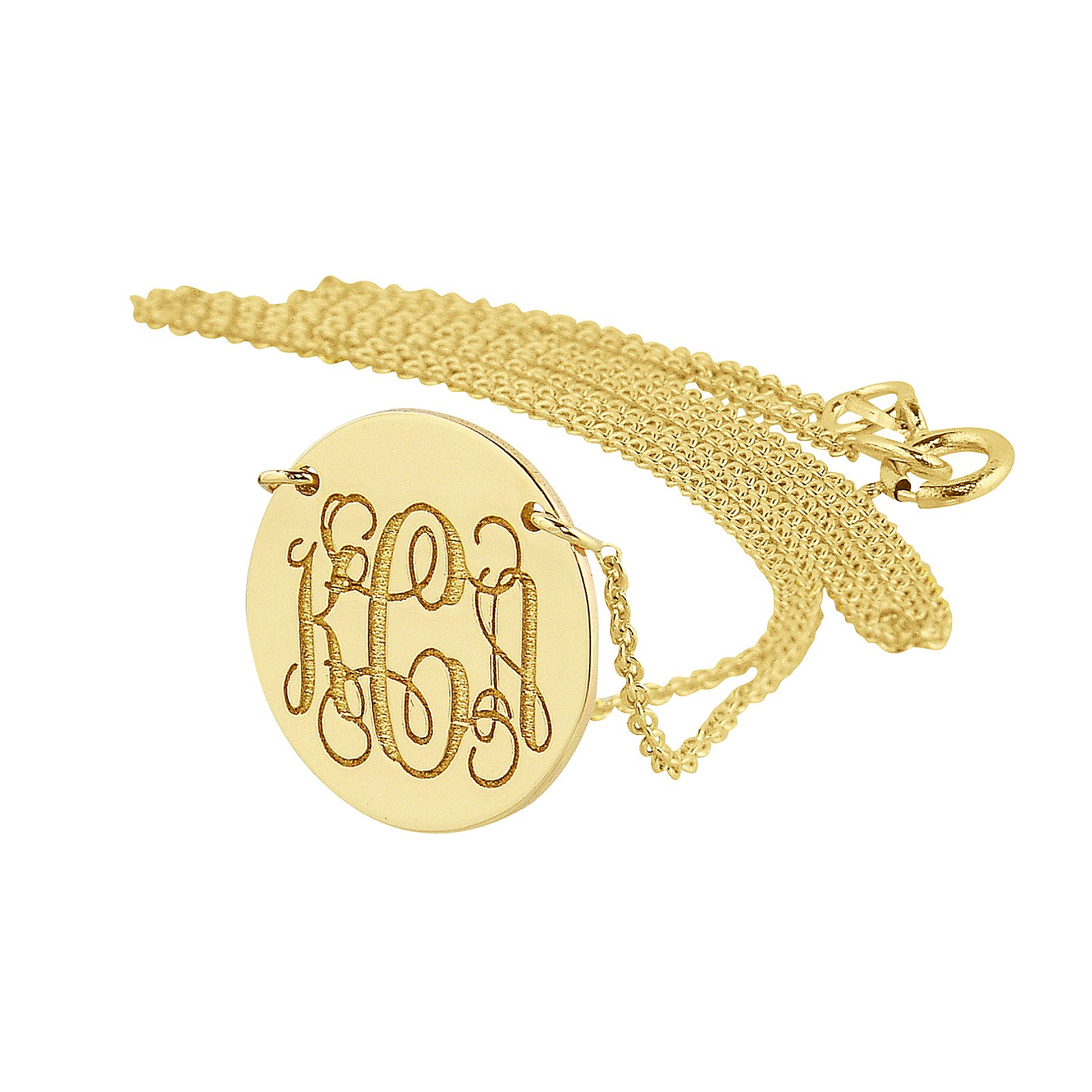 3 Initials Monogram Disc Charm Necklace - 14K Gold Dainty 1/2