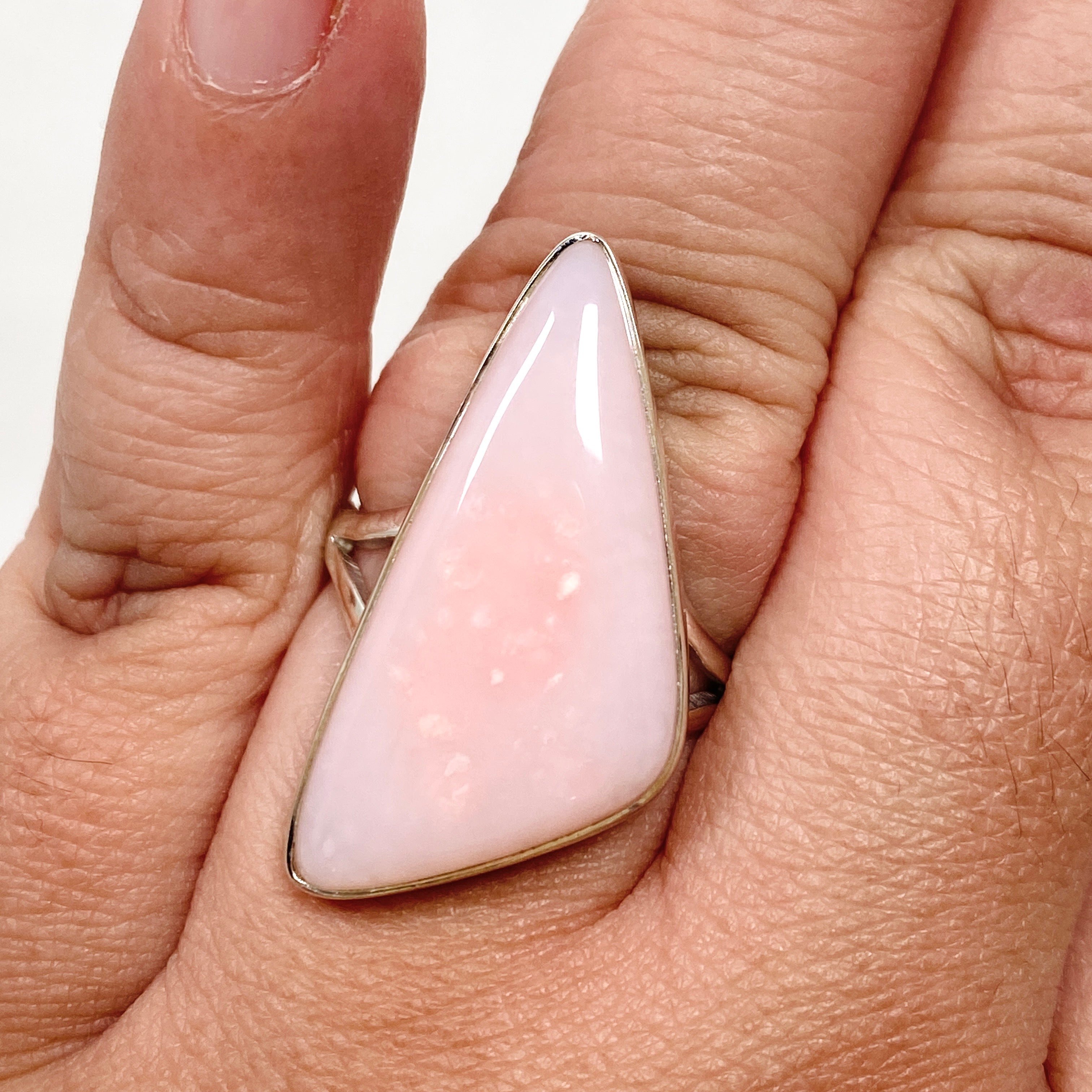 Pink Opal Freeform Cabochon Split Band Ring - Size 11 - KRGJ3309 - Perfect for Boho Jewelry, Wedding Accessories & Everyday Wear