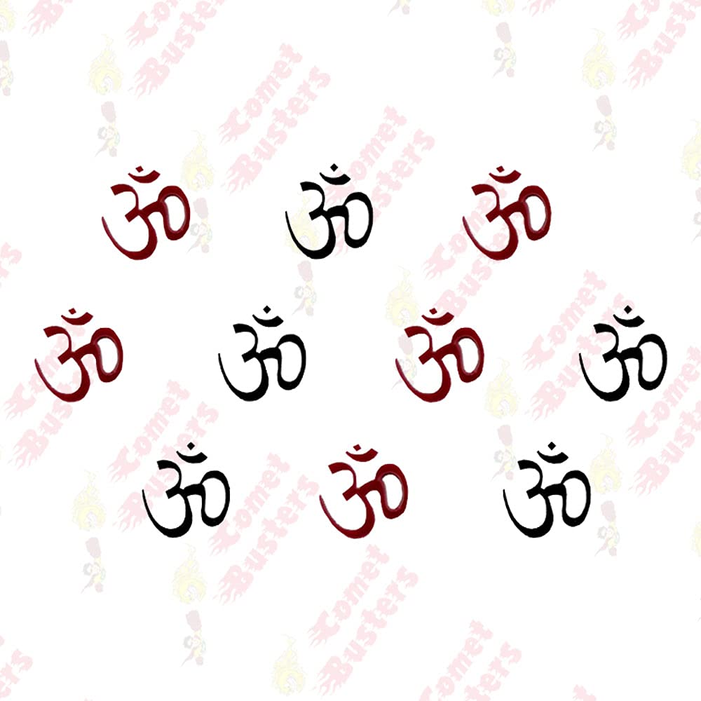 Comet Busters Om Black & Red Bindi (9mm) - Traditional Indian Forehead Decoration for Festivals, Weddings & Cultural Events