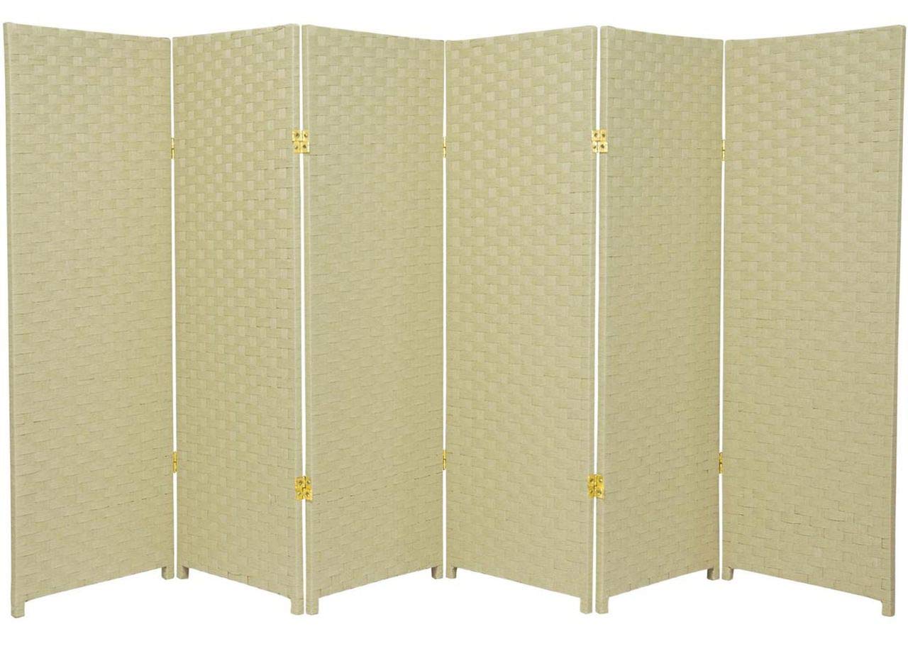 Legacy Decor Bamboo Woven Room Divider - 6-Panel Privacy Partition Screen in Ivory | Perfect for Home Office, Bedroom Separation & Asian-Inspired Decor