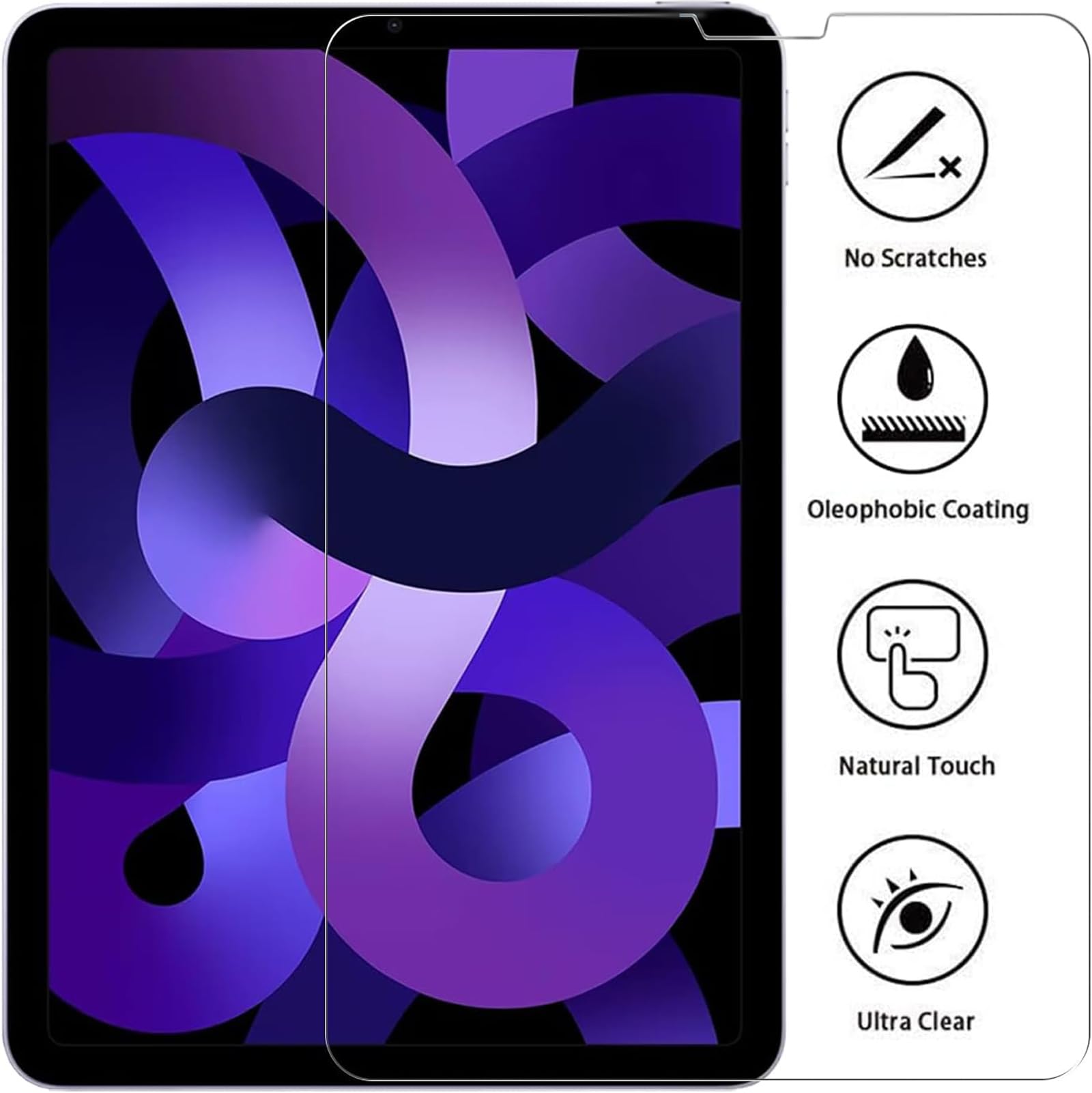 2 Pack Tempered Glass Screen Protector for iPad Air 5th/4th Gen 10.9