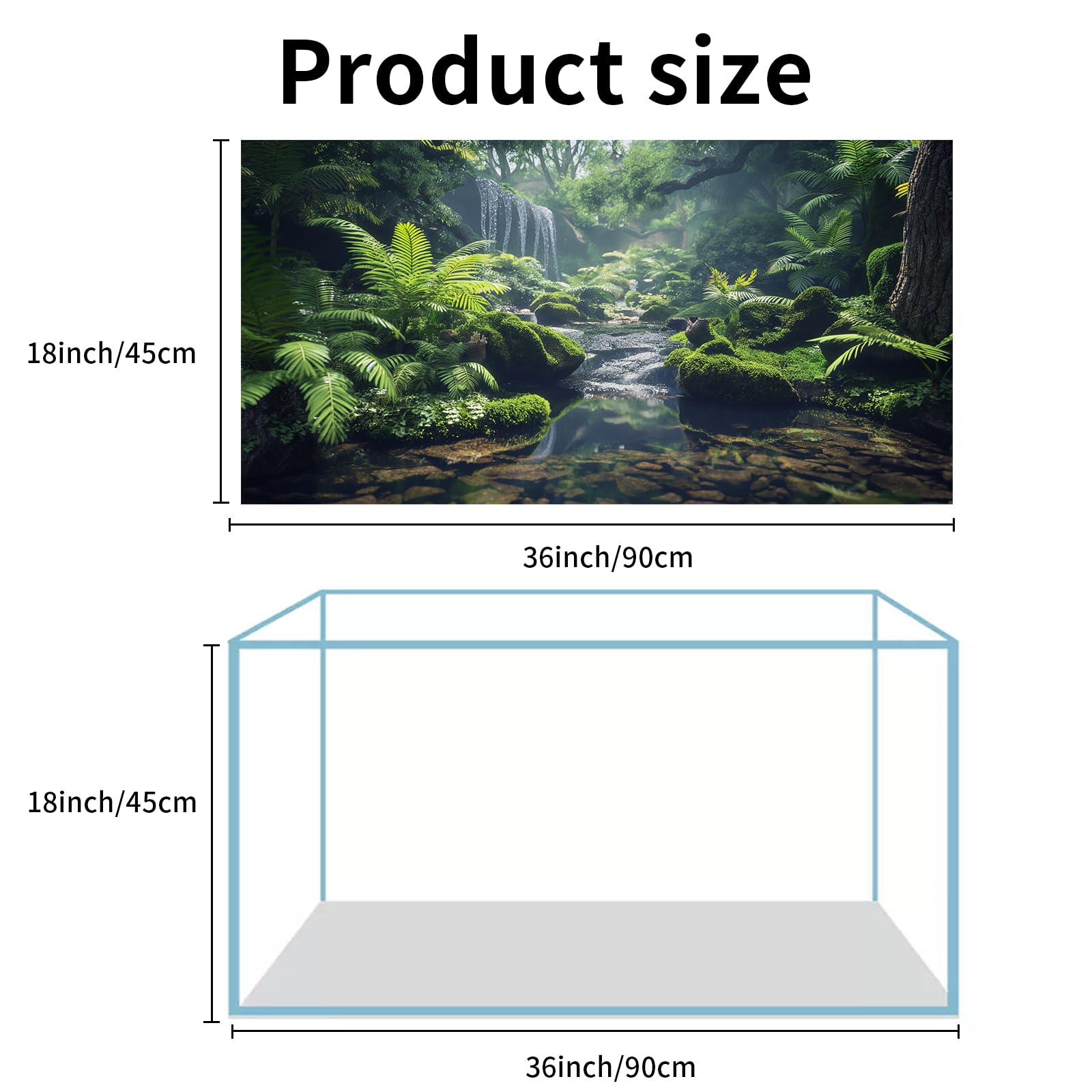 3 Pack Terrarium Background for Reptile Tanks - 36x18 Inches Polyester Cloth with Gobi Sunshine Cactus & Green Tree Fern Stream Design - Perfect for Bearded Dragon, Gecko, Snake Habitats and Terrarium Decoration