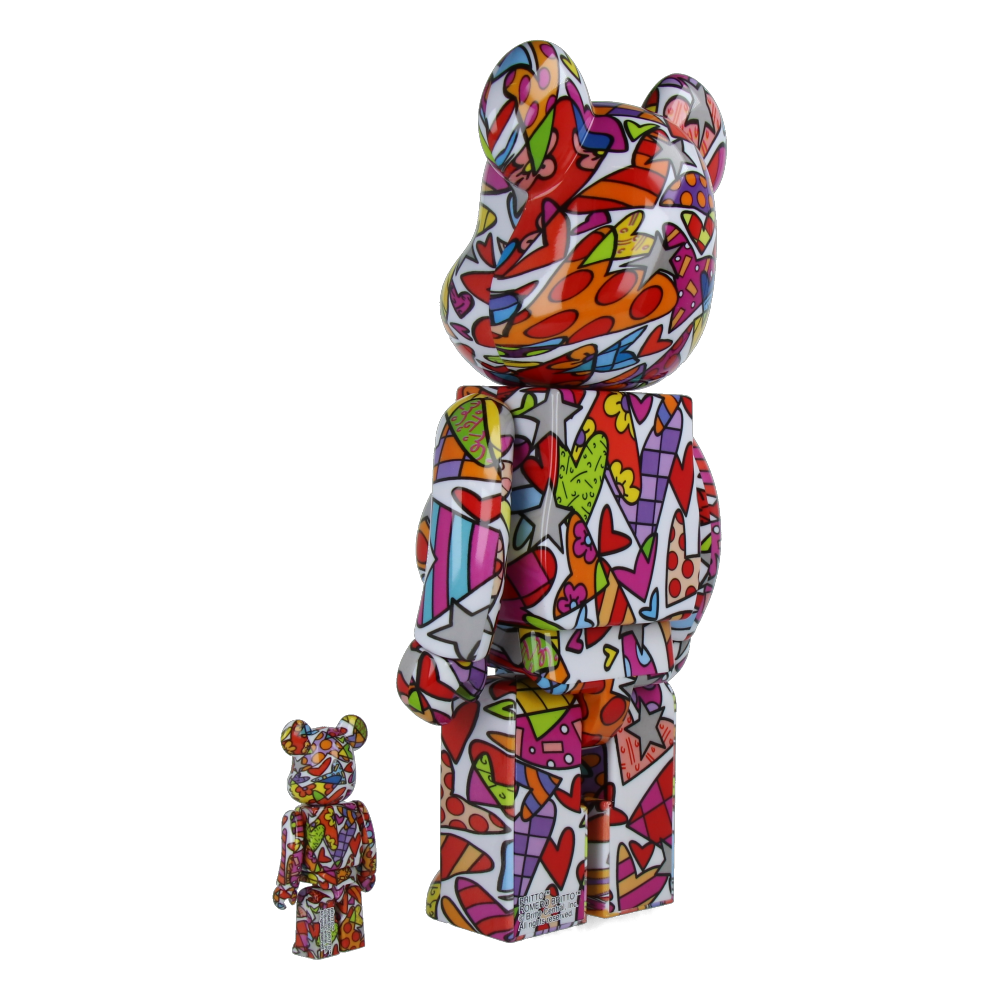 400% + 100% Bearbrick Romero Britto Heart Art Toy - Limited Edition Collectible Vinyl Figure for Home Decor, Office Display & Gift Giving