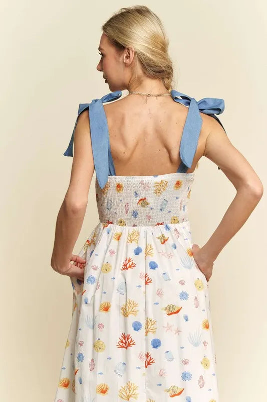 Stylish Denim Binding Summer Maxi Dress for Women - Flowy Beach Cover Up, Boho Chic Outfit for Vacations & Date Nights