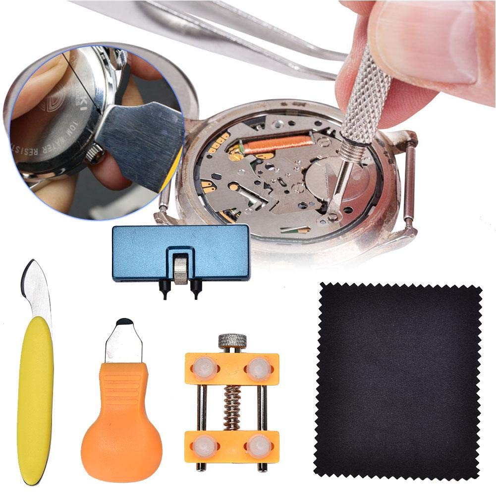 Professional 5-Piece Watch Repair Tool Kit - Adjustable Back Remover, Watchband Holder & Case Opener for Watchmakers | Perfect for Watch Maintenance, Battery Replacement & DIY Watch Repair at Home