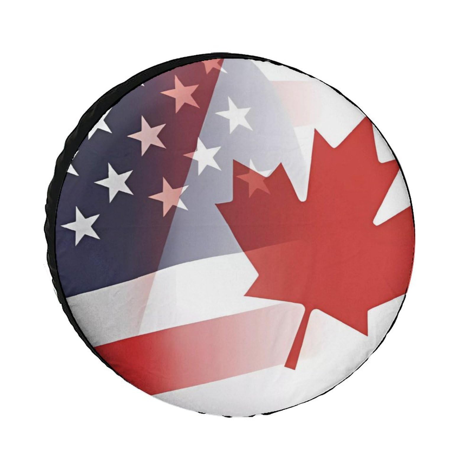 Funny Canada & USA Flag Spare Tire Cover - Universal Fit for 14-17 Inch Wheels | Waterproof Travel Accessory for Jeep, SUV, RV & Off-Road Adventures