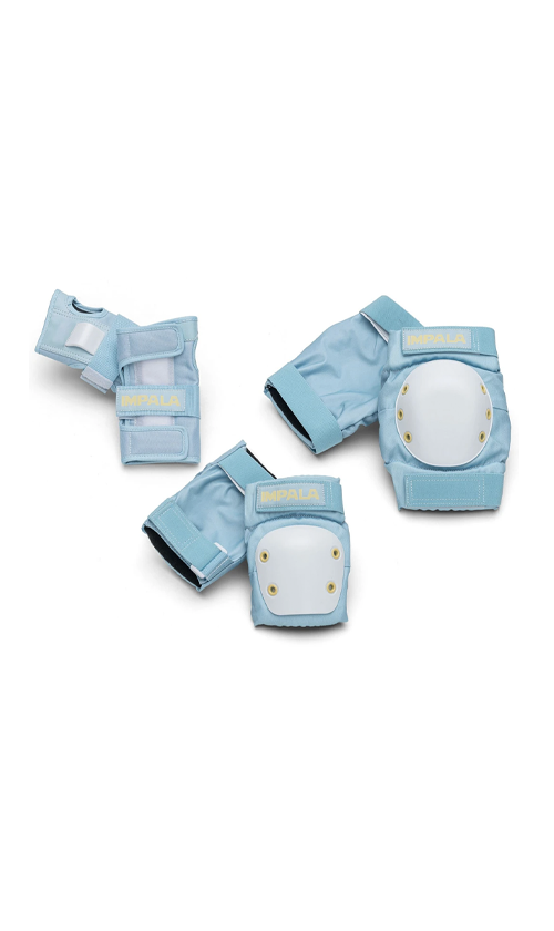 Impala Youth Protective Pad Set - Sky Blue & Yellow - Knee & Elbow Pads for Skateboarding, Roller Skating & Scooter Riding