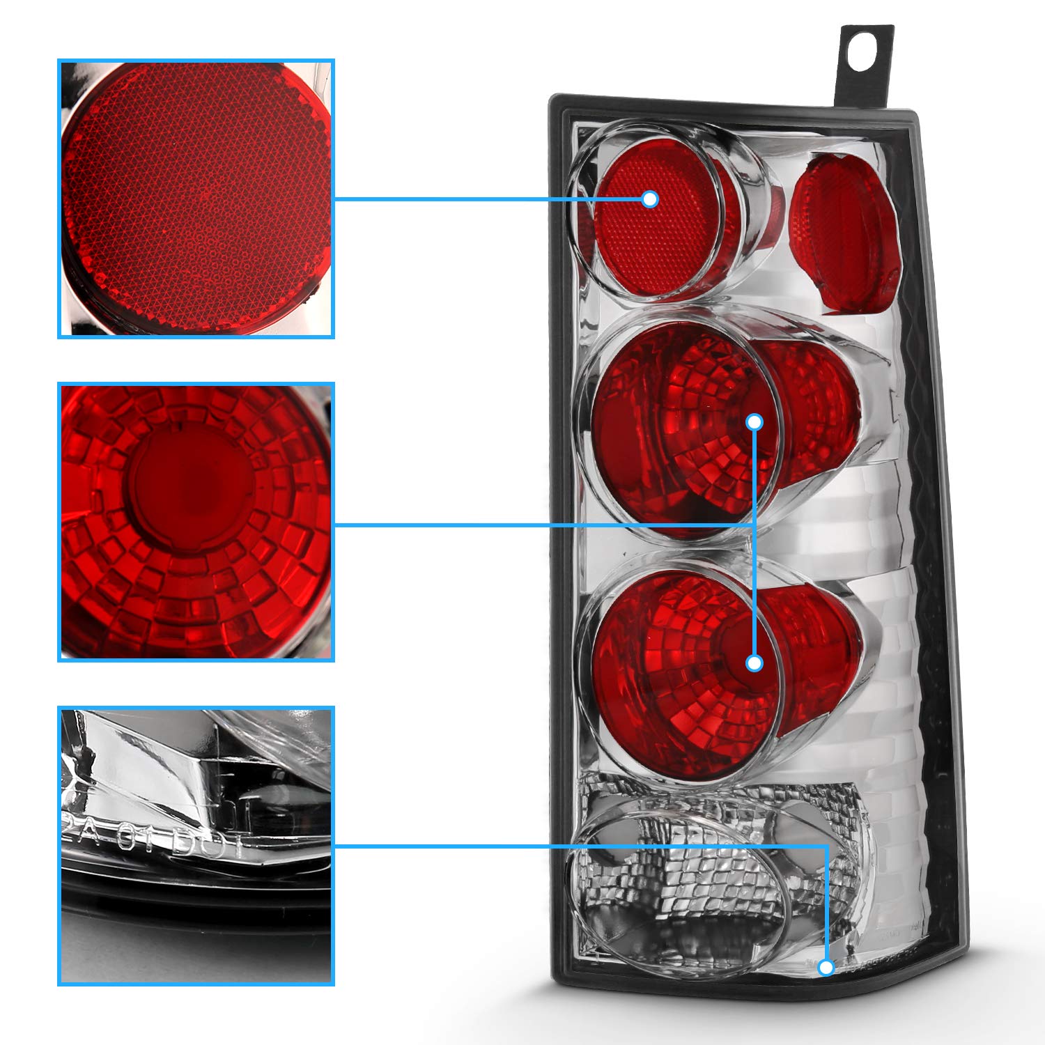 GMC Savana AmeriLite Chrome Euro Tail Lights - Pair (Left & Right) for Enhanced Style & Safety | Perfect for Upgrades, Restorations & Night Driving