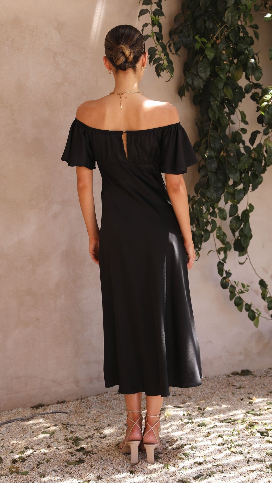 Louisa Midi Dress for Women - Elegant Black Flowy Summer Dress for Casual Wear, Office & Date Night | Plus Size Options Available