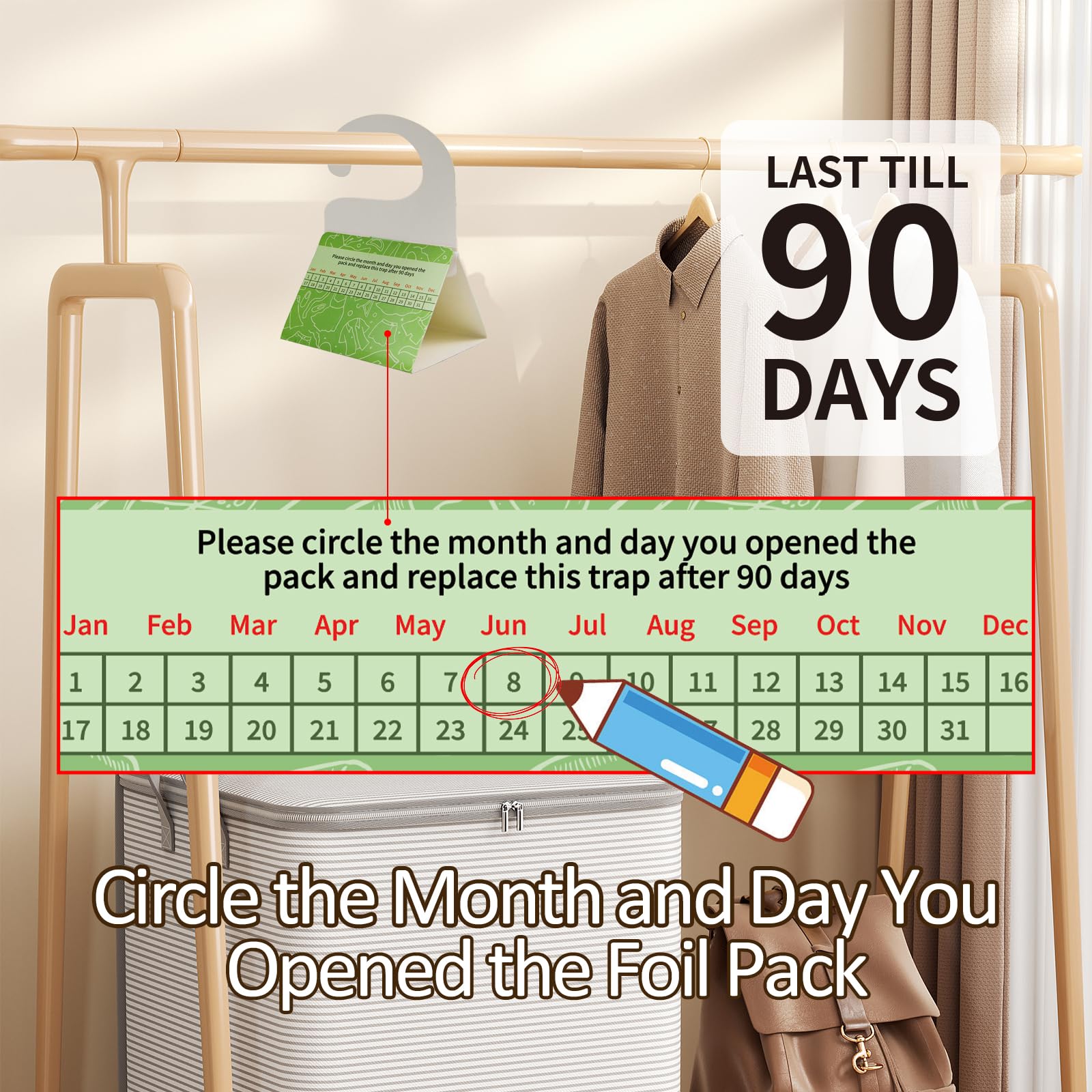 Natural Moth Traps for Clothes - 6 Pack Pheromone Sticky Traps to Kill Clothes Moths in Closets, Wardrobes & Carpets | Indoor Moth Killer for Wool, Silk & Fabric Protection | Perfect for Home Storage & Seasonal Clothing Care