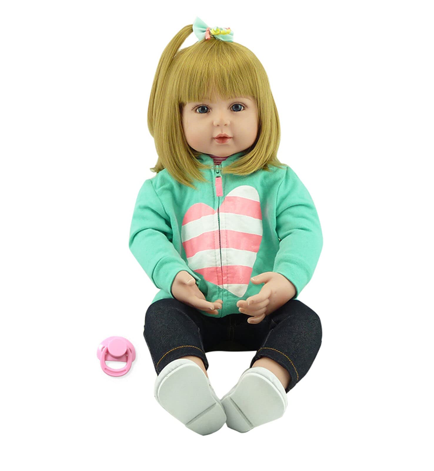 19 Inch Realistic Reborn Baby Boy Doll - 48cm Lifelike Silicone Soft Body Sleeping Doll with Pacifier (Green) - Perfect for Collectors, Photography Props, and Therapy Comfort