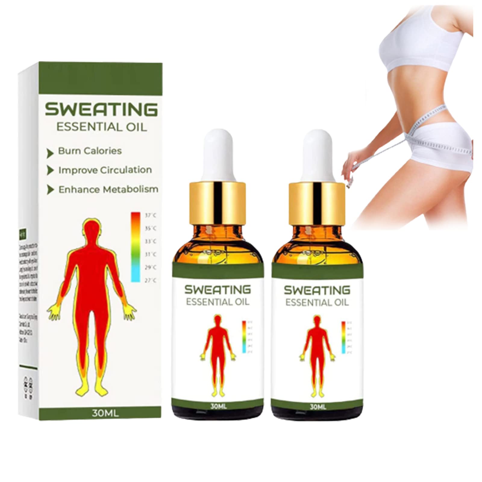 Hot Sweating Oil for Workout & Weight Loss - Anti Cellulite Body Oil for Skin Tightening, Slimming & Firming - Collagen Lifting Treatment (2 Pack) | Perfect for Post-Workout Recovery & At-Home Spa Treatments