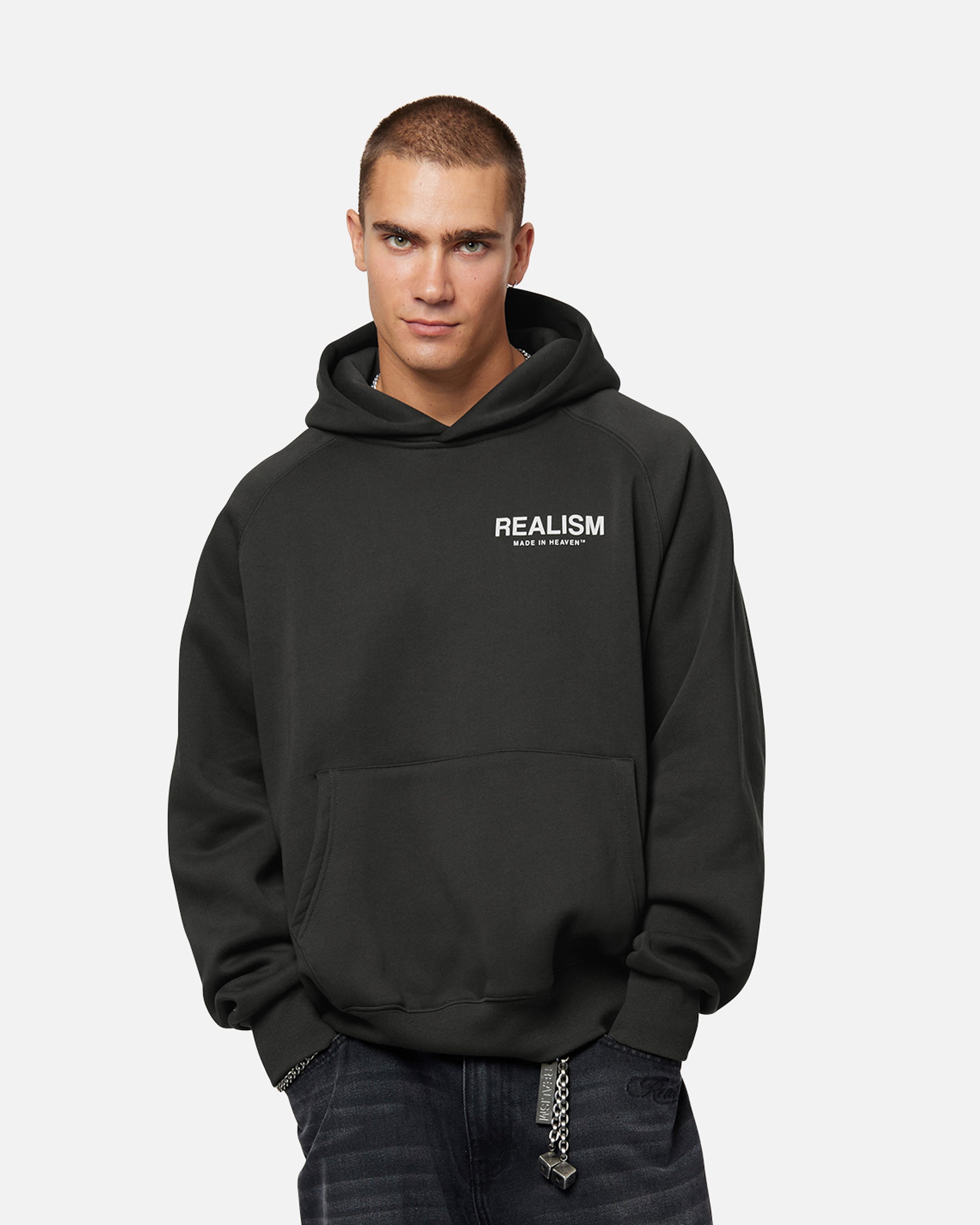 SSS Realism Heaven Logo Hoodie - Asphalt Grey Streetwear Pullover for Men & Women | Urban Fashion, Casual Wear, Winter Outfit