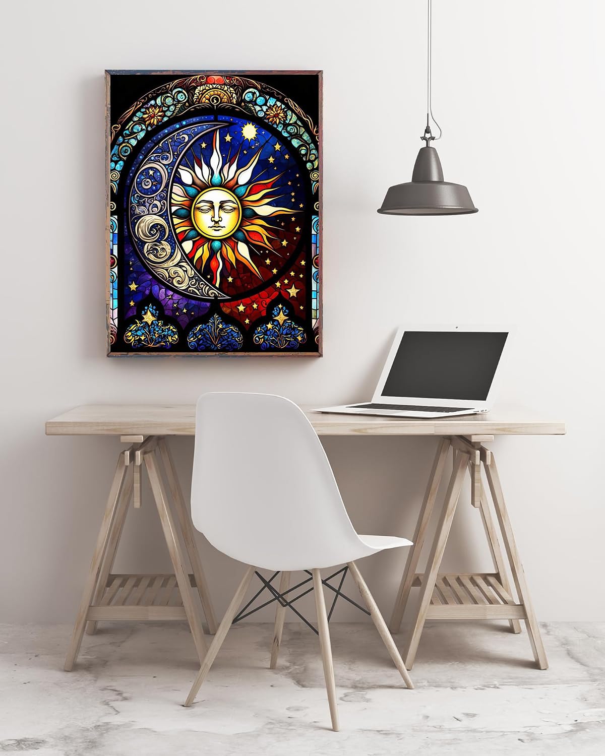 Diamond Painting Kits for Adults - Moon & Sun Stained Glass Art with Diamond Dots, 12x16 Inch Gem Art Craft for Home Wall Decor, DIY Gift Idea - Perfect for Relaxation, Stress Relief & Creative Home Decoration