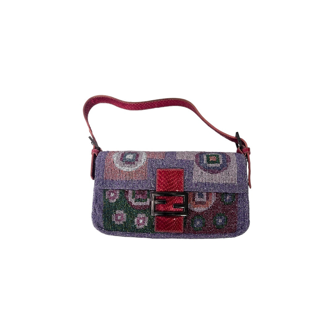 Vintage Fendi Boho Beaded Baguette Bag - Stylish Crossbody Purse for Women, Perfect for Parties, Weddings & Date Nights