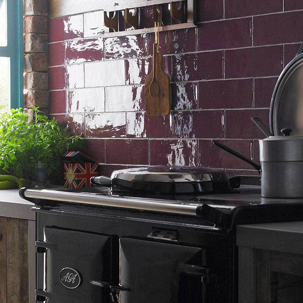 Evolution Wine 75x300 Glossy Subway Tile - Premium Ceramic Wall Tile for Kitchen Backsplash, Bathroom & Shower Renovation - Perfect for Modern Home Decor