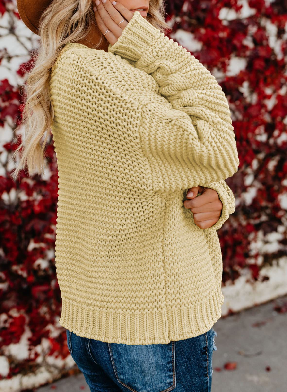 Dokotoo Women's Open Front Long Sleeve Chunky Knit Cardigan Sweater - Loose Fit Casual Coat for Fall & Winter - Perfect for Office, Date Night and Cozy Home Wear