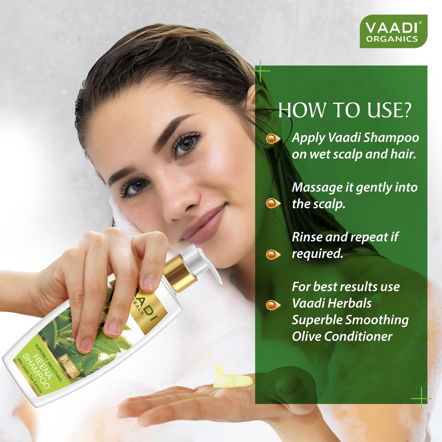 Vaadi Herbals Superbly Smoothing Henna Shampoo for Hair Growth & Damage Repair - 350ml (Pack of 3) - Natural Ayurvedic Formula for Dry, Frizzy Hair - Perfect for Daily Use & Salon-Quality Results at Home
