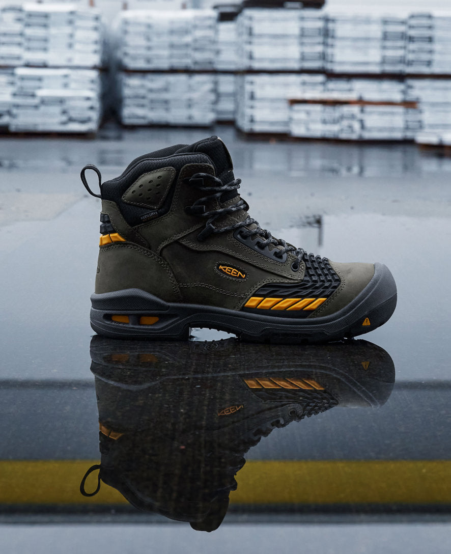 Men's Troy 6 Waterproof Work Boots with Carbon Toe - Slip Resistant Safety Shoes for Construction & Outdoor Work | Magnet/Black