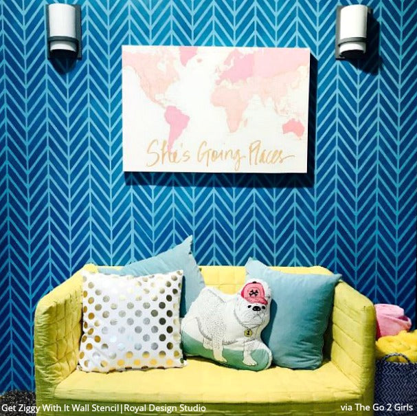 Ziggy Wall Stencil - Reusable DIY Home Decor Template for Creative Painting & Wall Art - Perfect for Bedrooms, Living Rooms & Kids' Rooms