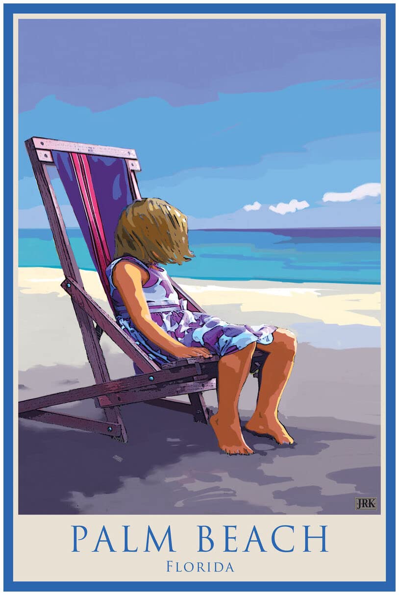 Palm Beach Florida Girl in Beach Chair Giclee Art Print - 30