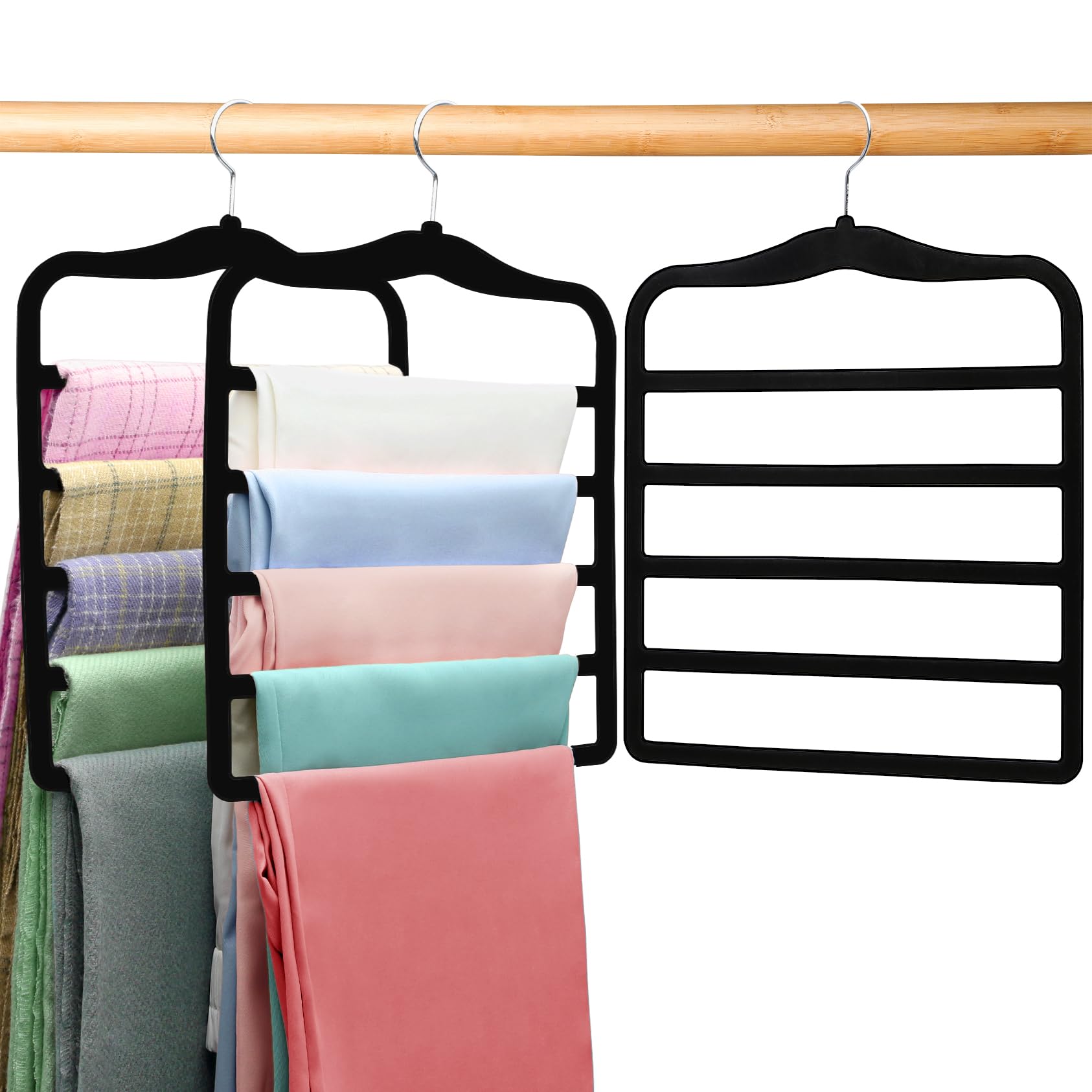 5-Pack Velvet Non-Slip Pants Hangers - Space Saving Closet Organizers for Jeans, Scarves & Clothes | Dorm Room Essentials for College Students | Perfect for Small Spaces & Wardrobe Organization