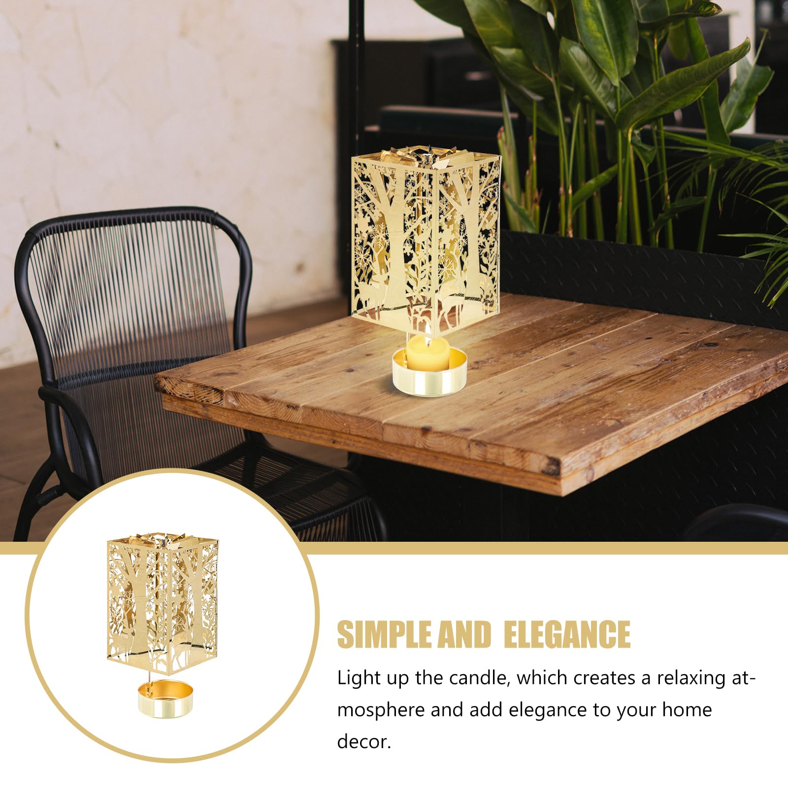 Beaupretty Golden Rotating Candle Holder - Christmas Carousel Spinning Tealight Candlestick for Holiday Decor, Wedding Centerpiece & Romantic Dinner Ambiance - Perfect for Christmas, New Year Party, Wedding and Home Decoration