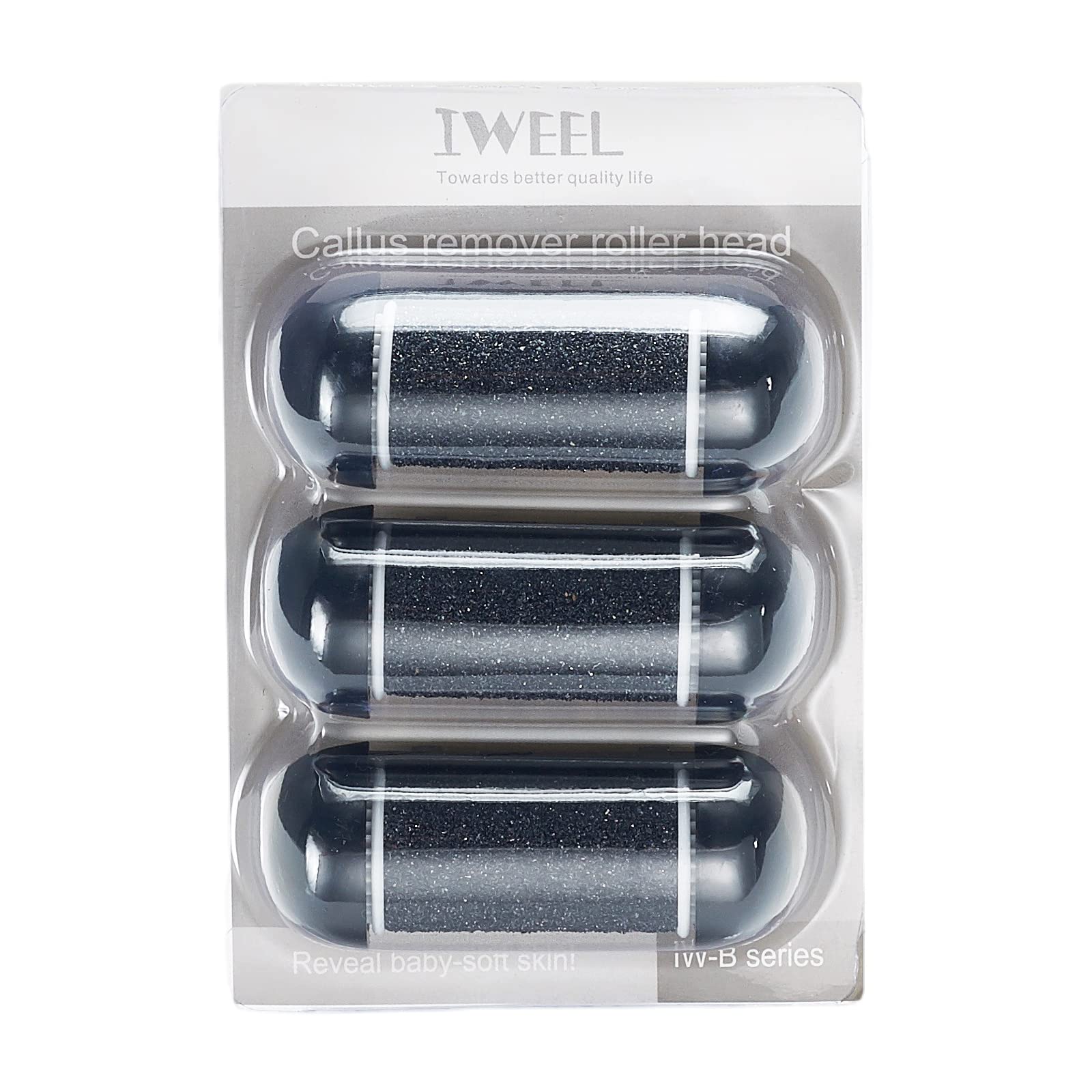 3 Pack Coarse Replacement Roller Heads for IW-9043 & IW-9046 Electric Callus Remover - Pedicure Tools for Cracked Heels, Dead Skin Removal - Foot File & Callus Shaver Accessories - Perfect for At-Home Pedicures & Foot Care