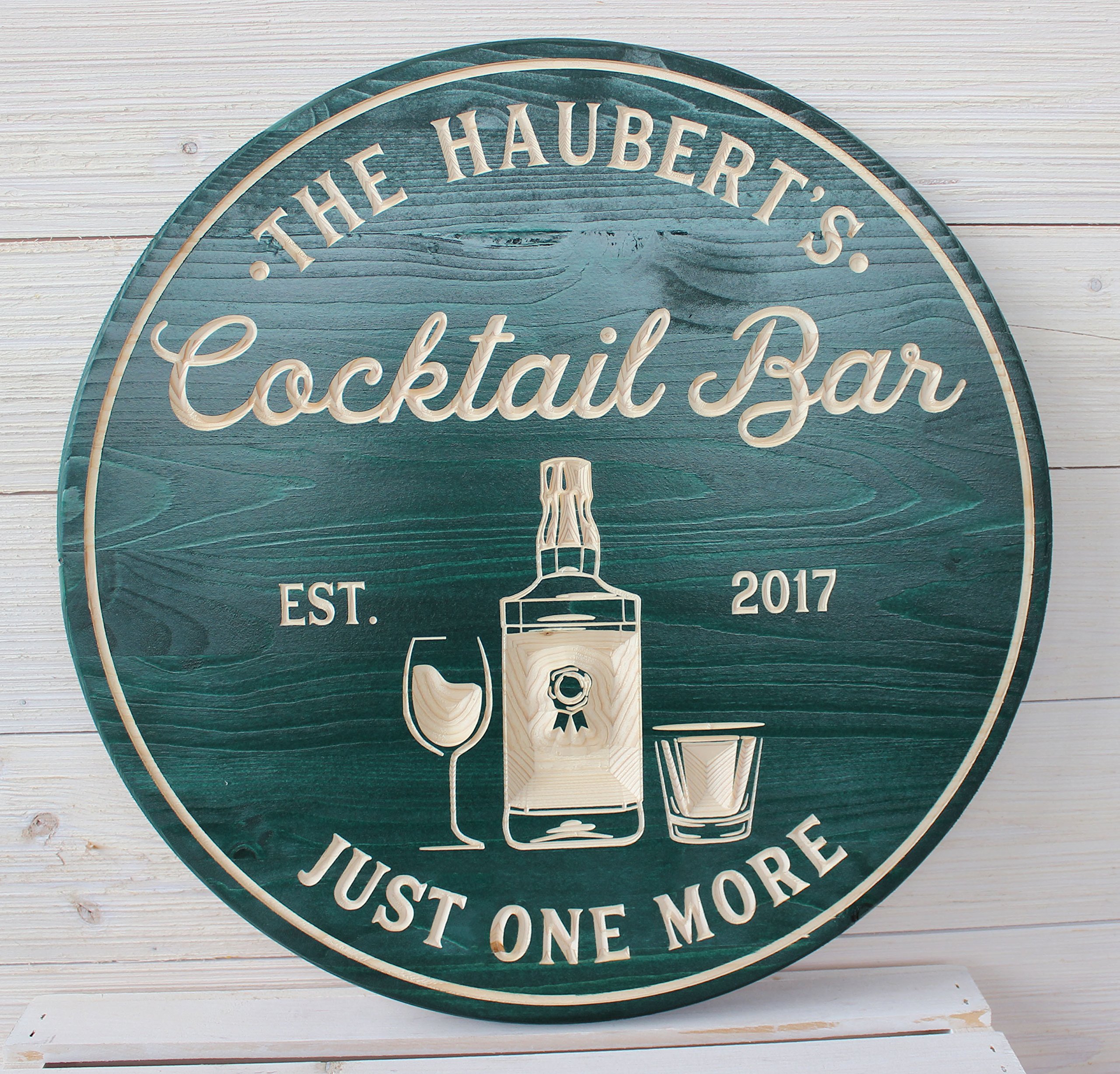 Personalized Green Cocktail Bar Sign - 24