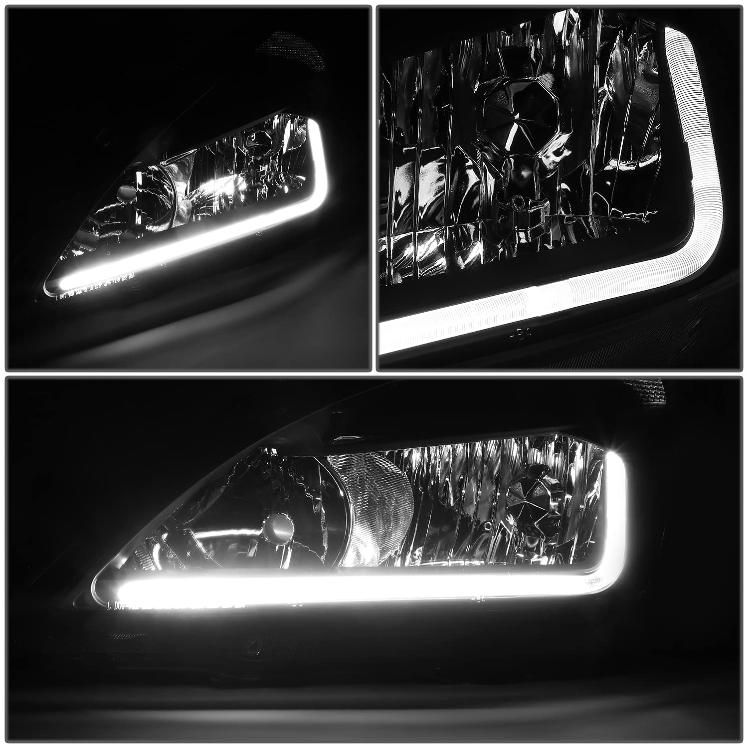 Auto Dynasty LED DRL Headlights for 03-07 Honda Accord 7th Gen - Black Housing Clear Corner for Day & Night Driving