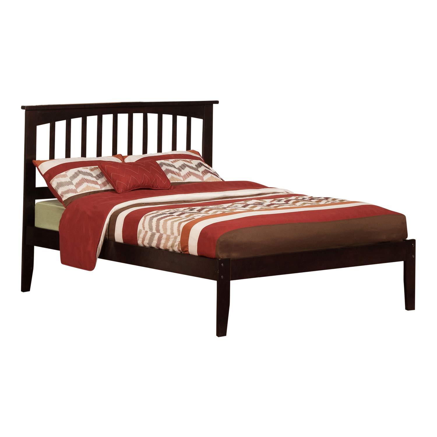 AFI Mission Full Platform Bed Frame with USB Charging Ports - Espresso Finish, Modern Minimalist Design for Bedroom, Living Room, or Guest Room