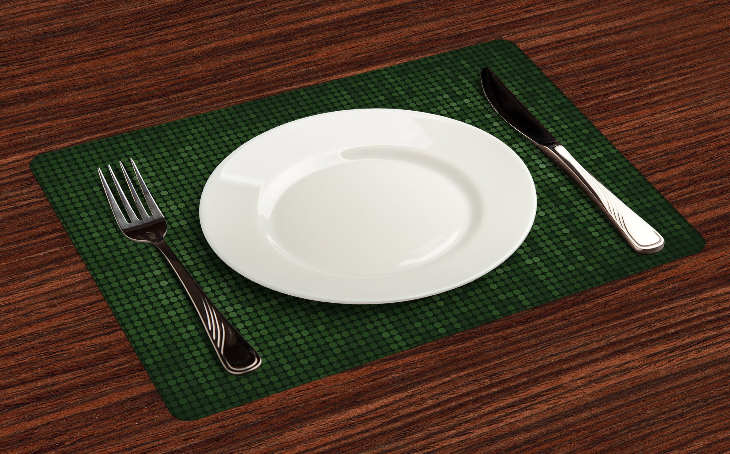 Ambesonne 4-Piece Forest Green Place Mats Set - Modern Spotty Dot Pattern Washable Fabric for Dining Table & Kitchen Decor | Perfect for Dinner Parties, Holiday Meals & Everyday Use