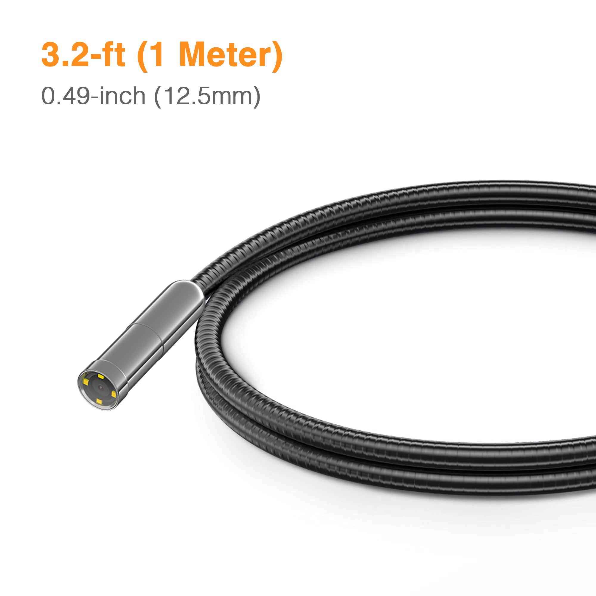 Auto Focus Flexible Inspection Camera Probe - 0.49 inch (12.5mm) HD Endoscope for Plumbing, HVAC, Automotive & Industrial Maintenance