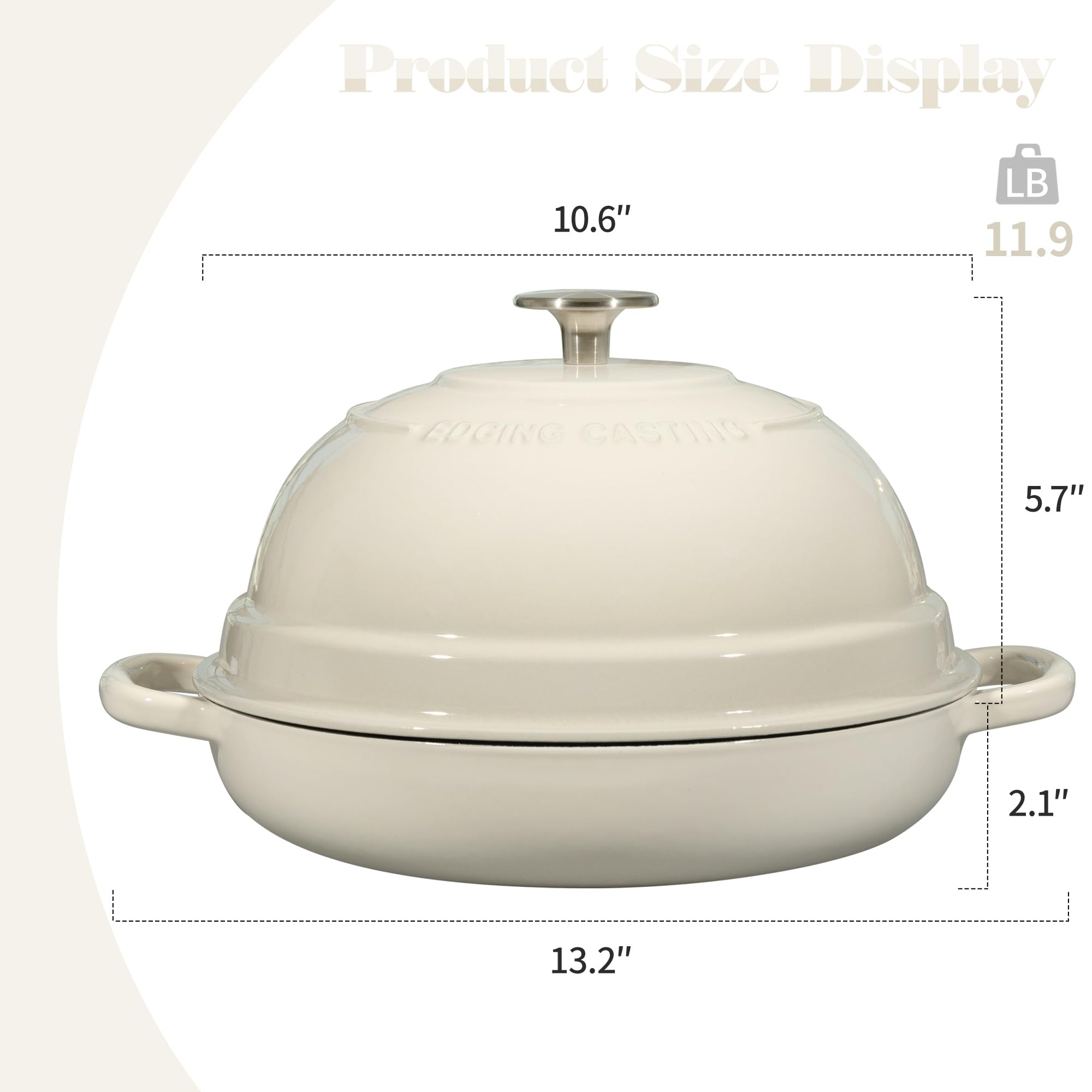 Premium 6 Quart Enameled Cast Iron Dutch Oven with Lid - Perfect for Baking Homemade Sourdough Bread, Artisan Loaves & No-Knead Bread | Round Bread Oven for Camping, Outdoor Cooking & Kitchen Use (White)