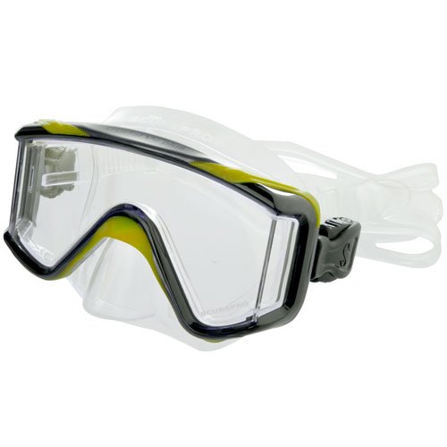 ScubaPro Crystal VU Plus Dive Mask - Premium Low Volume Snorkeling & Scuba Mask with Wide View Lens (Yellow) - Perfect for Underwater Exploration, Coral Reef Viewing, and Marine Life Observation