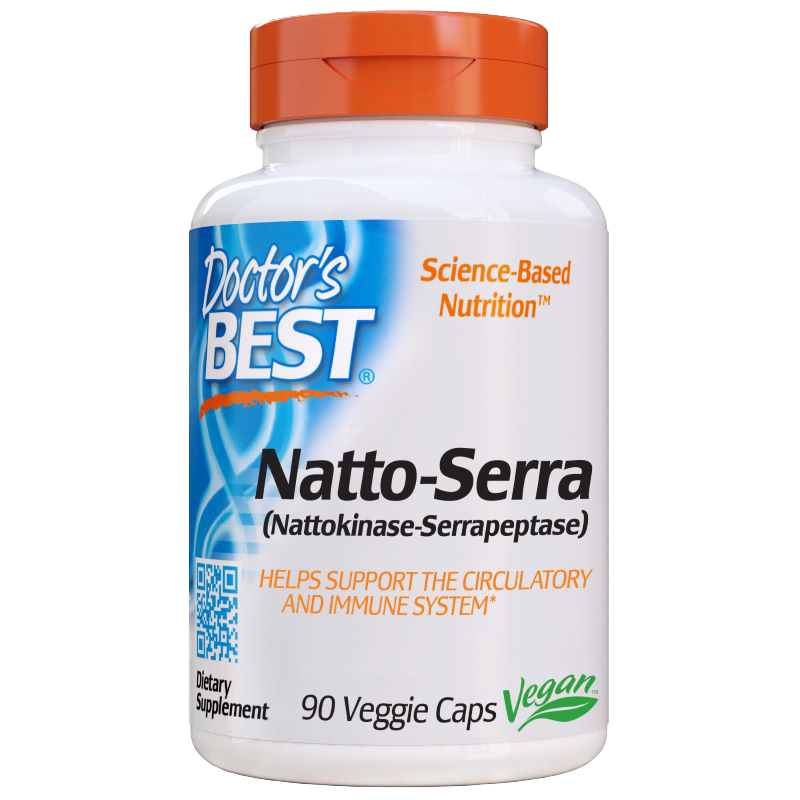 Doctor's Best Natto Serra Supplement - 90 Vegan Capsules for Heart Health & Blood Circulation Support - Ideal for Daily Wellness & Cardiovascular Care