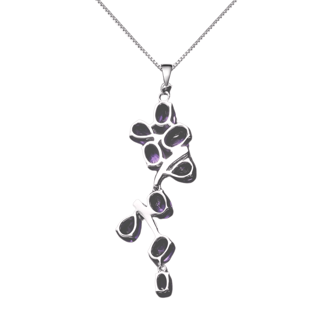 Natural Amethyst Leaf Pendant Necklace for Women - Healing Crystal Jewelry Gift for Birthday, Anniversary & Spiritual Protection | Boho Chic Fashion Accessory