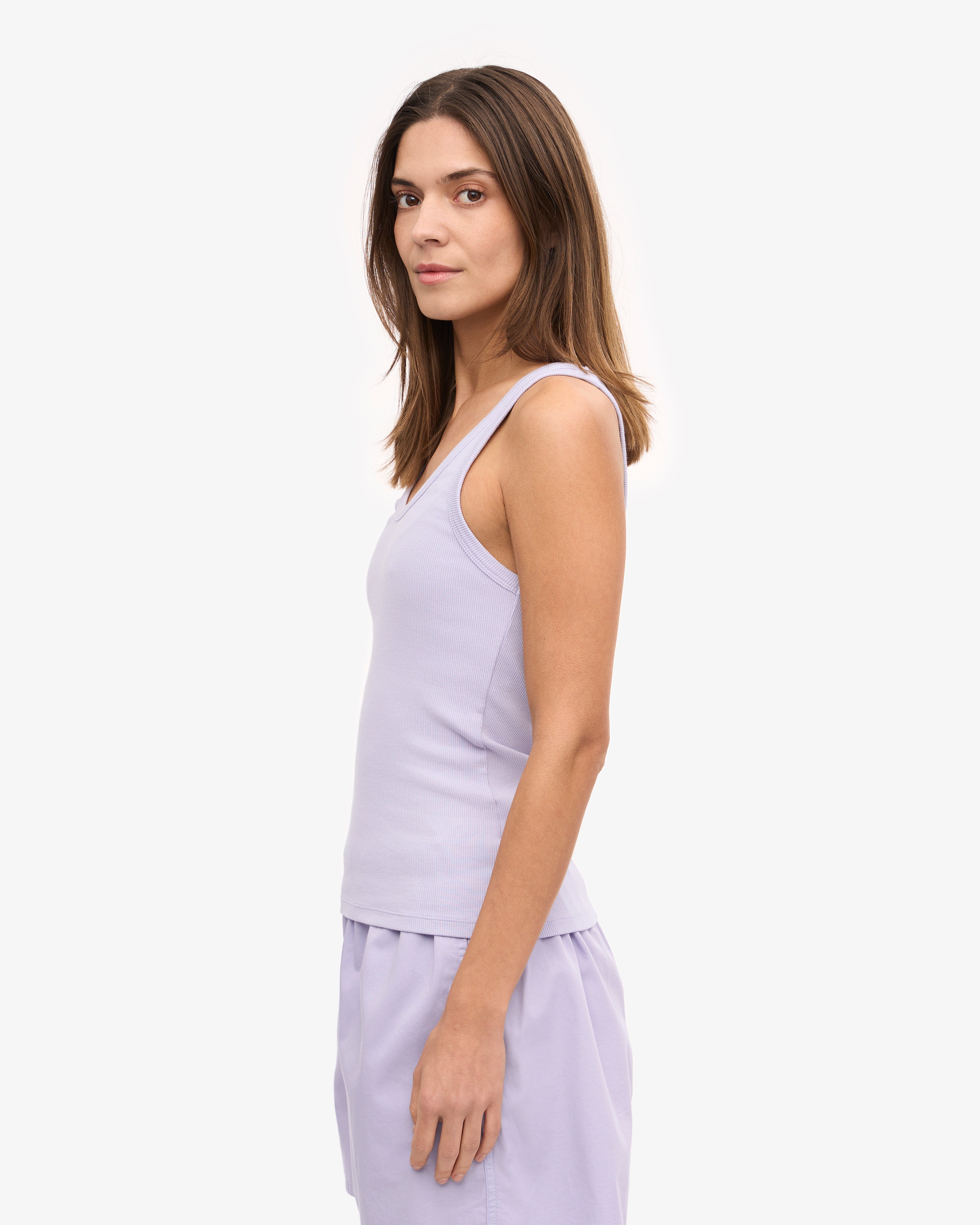 Organic Cotton Ribbed Tank Top for Women - Soft Lavender | Comfortable Summer Casual Wear & Yoga Outfit
