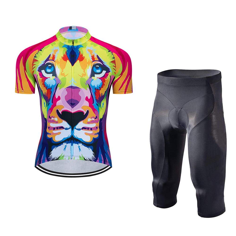 Men's Cycling Jersey & Bib Shorts Set - Quick-Dry, Full-Zip Road Bike Clothing Kit for Training & Racing | Comfortable Bicycle Riding Gear for Outdoor Sports & Commuting